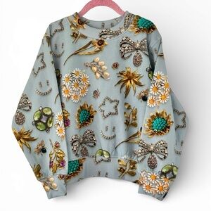 Molo Marge Sweatshirt Royal Bling Floral Jewels Organic Girls 6 NWT